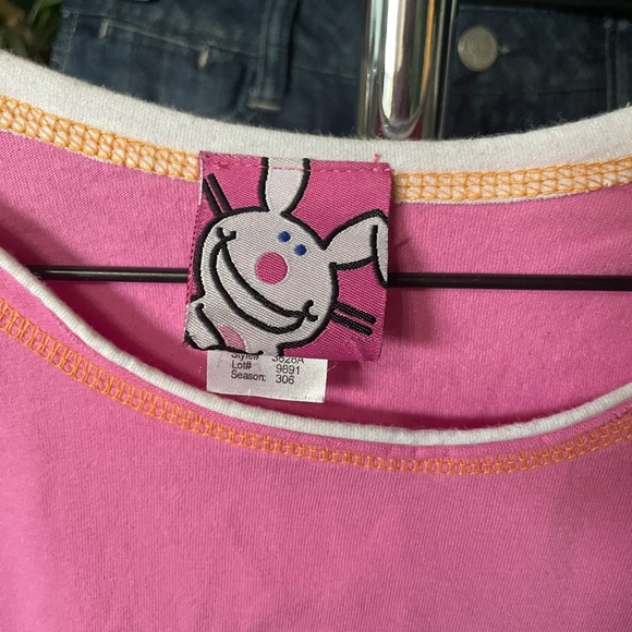 Y2K Jim benson Happy Bunny 3/4 sleeve shirt - Picture 3 of 4